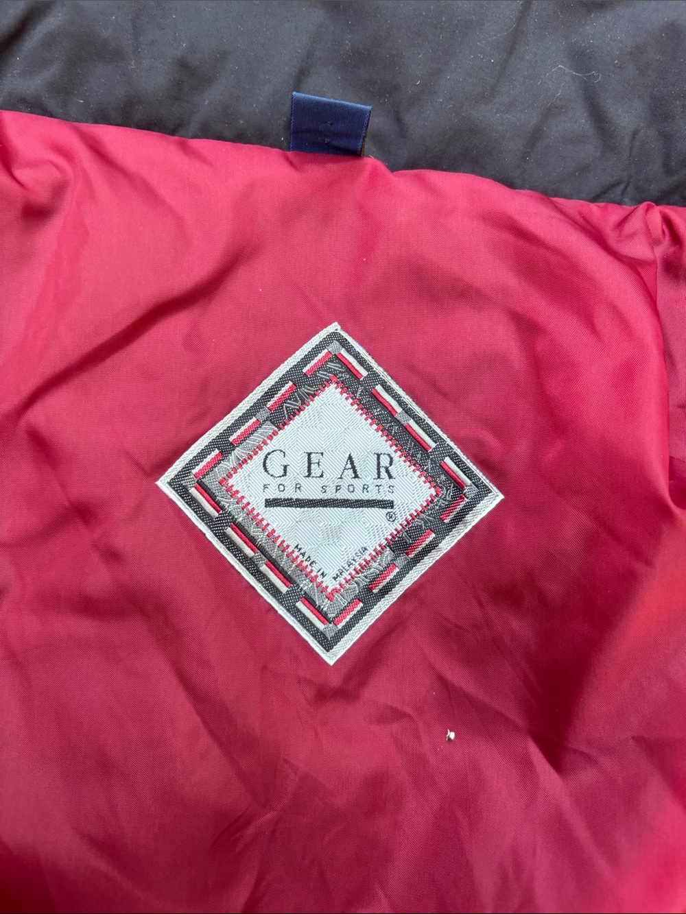 Gear For Sports Red and Black Jacket Interior Patch Vintage Hoodie Attatched